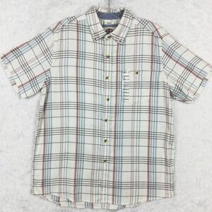 Field & Forest Shirt Mens Bayside Button Up Outdoors Barely Blue Plaid M New